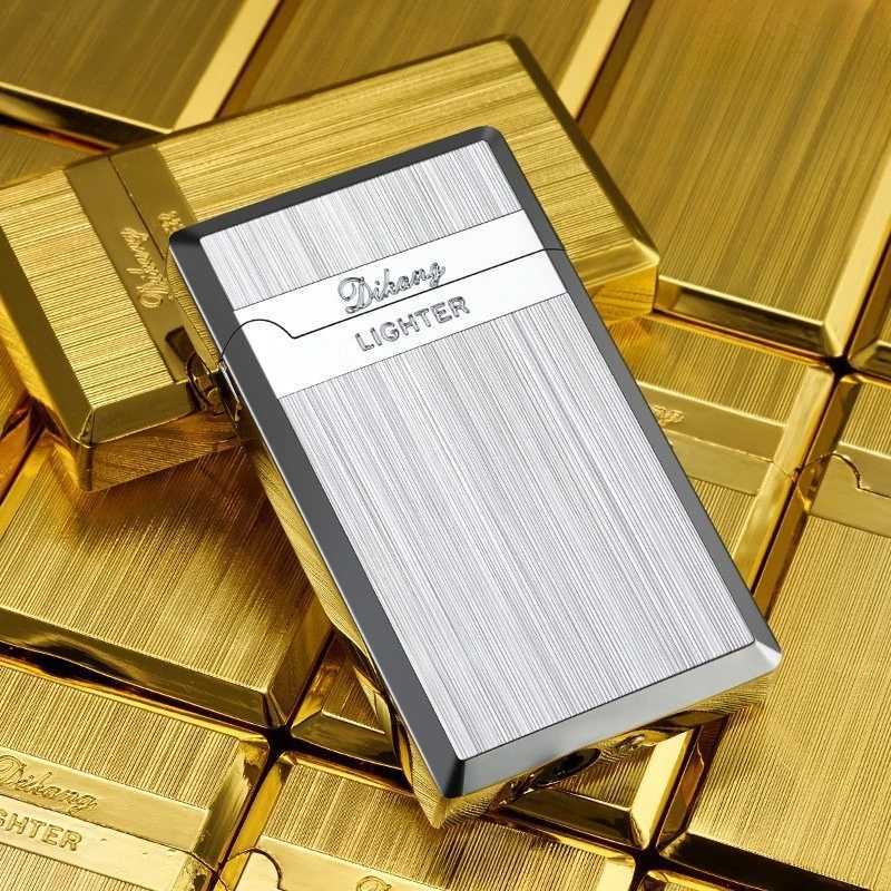 New Creative Outdoor Gas Butane Metal Turbine Torch Lighter Gold Silver Black Cigar Lighter Gadget for Men High-end Gift N260311