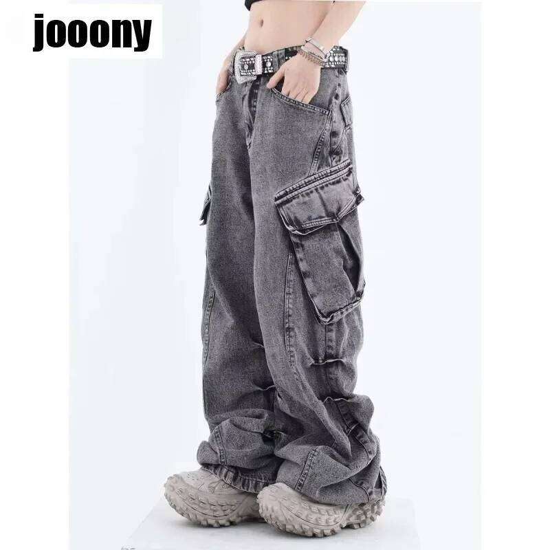 Wide Leg Baggy Clothing Cargo Men Street Vintage Washed High Waisted Four Seasons Jeans Pants Casual Z260225