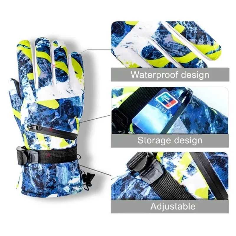 Ski Gloves Women Men Ultralight Waterproof Touch Screen Winter Thick Warm Snowboard Gloves Outdoor Mountain Biking Snow Gloves M260311
