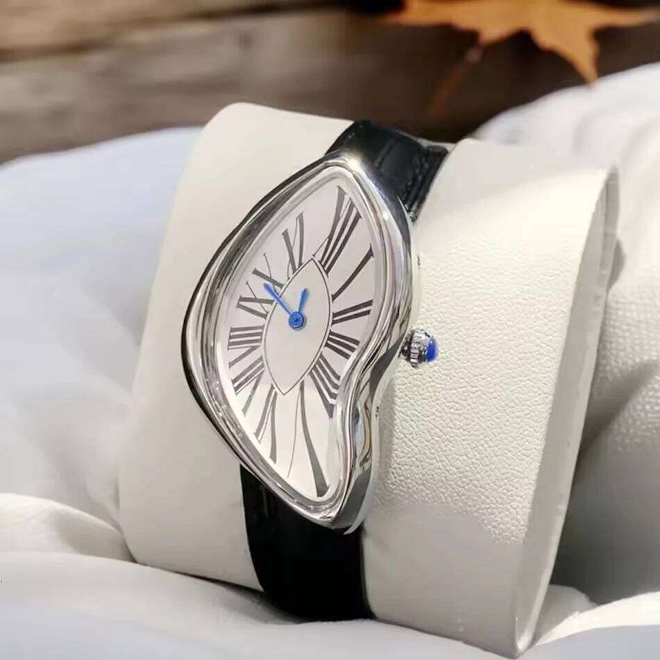 Medieval watches melt twist y2k alien ladies and men Leather strap fashion advanced ins niche design quartz watch