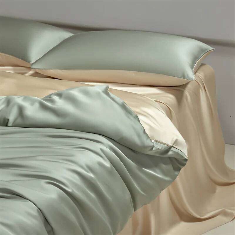 Four piece set of natural solid color bedding, ice silk smooth nude sleeping bedding H260311