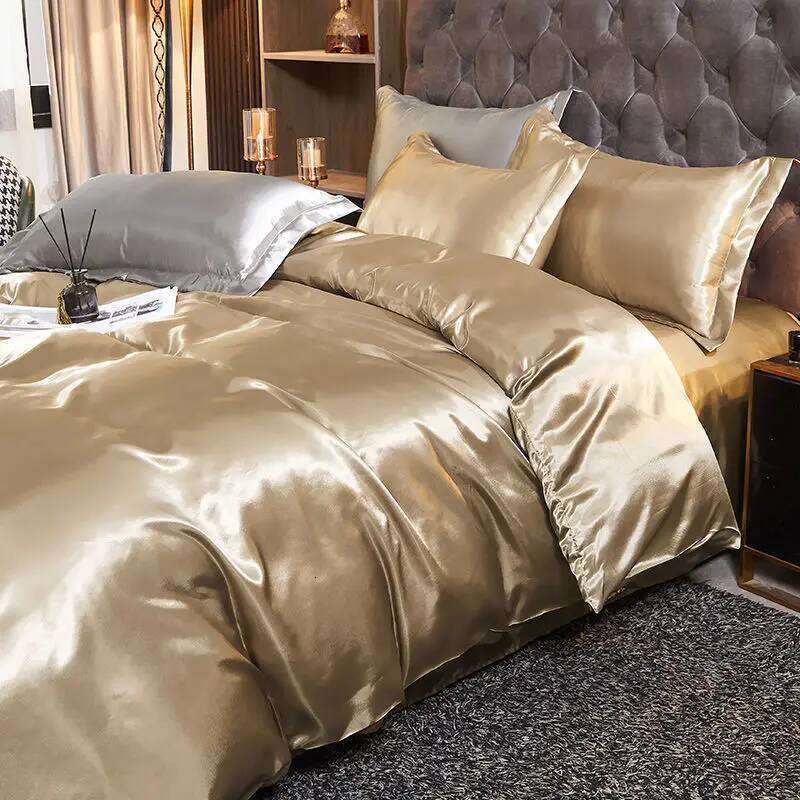 3/4pcs Rayon Satin Duvet Single Double King Size Bedding Kit 2pcs/3pcs/4pcs Cover Bed Linen Set H260311 - view 7