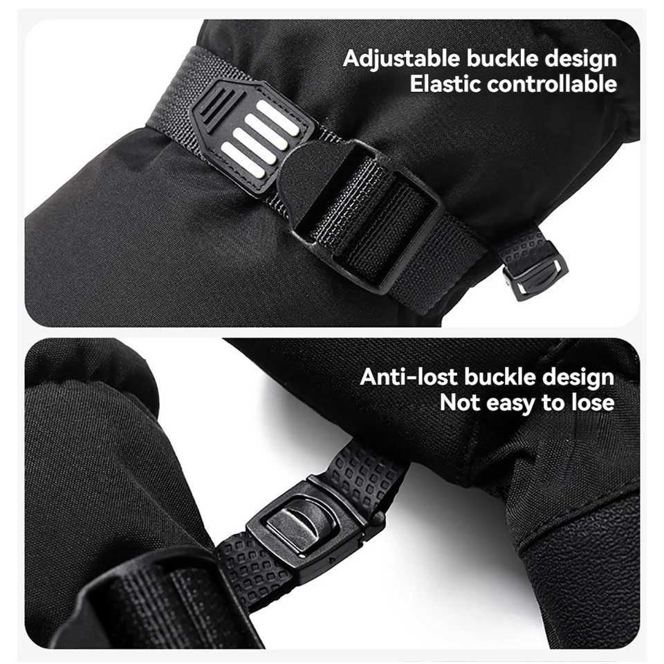 LOOGDEEL Men Winter Waterproof Cycling Gloves Outdoor Sports Motorcycle Ski Touch Screen Fleece Gloves Non-slip Warm Full Finger M260311