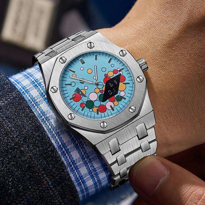Quartz Watch For Men Geometric Design Fashion Sports Waterproof Chronograph Luminous Man Wristwatch Business Men's Watches Clock