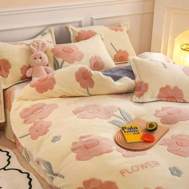 Thick Fleece Warm Flannel Coral Winter Duvet Cover Sided Velvet Bedding Set Single Double Queen King Size Quilt cover H260311 - view 5