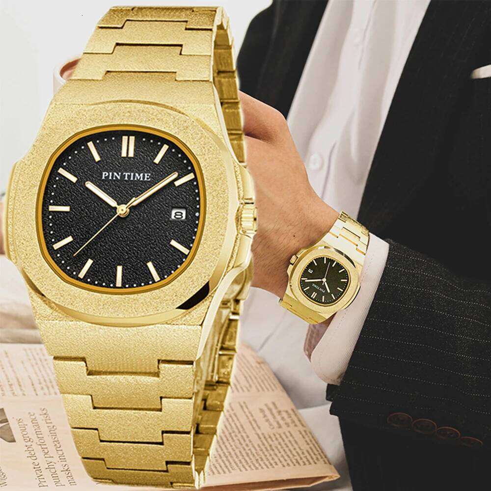 Fashion Business Men's Watches Waterproof Quartz Wristwatch Matte Scrub Stainless Steel Band Calendar Reloj Hombre Free Shipping