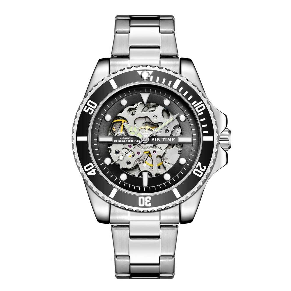 Classic stainless steel hollow diving casual and fashionable men's waterproof mechanical watch