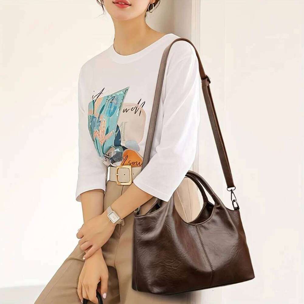 Women's Handbag, Large Capacity Elegant Detachable Crossbody & Handheld Shoulder Bag with Golden Tone Hardware, Zipper Closure XJ260311