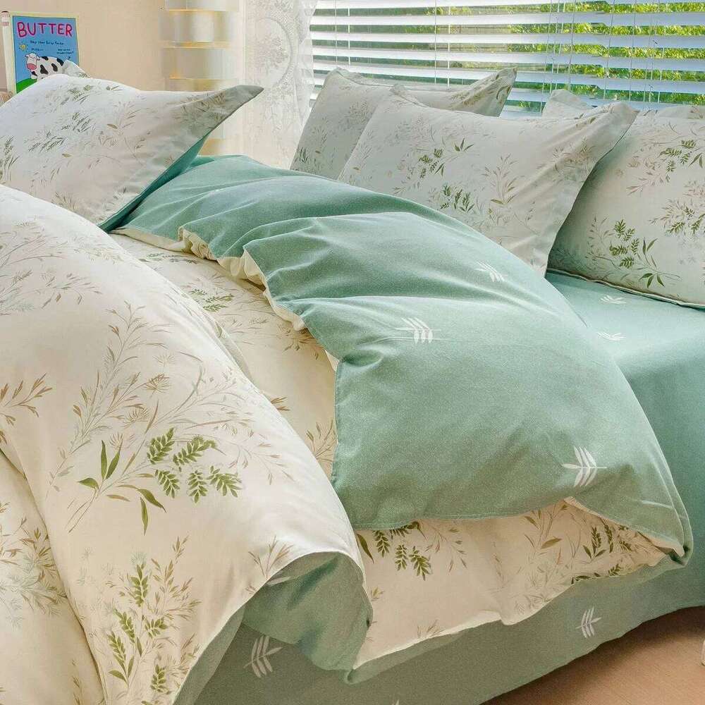 43colours, Four piece sheet gift set, home textile brushed comfortable solid color Christmas couple bed cover H260311