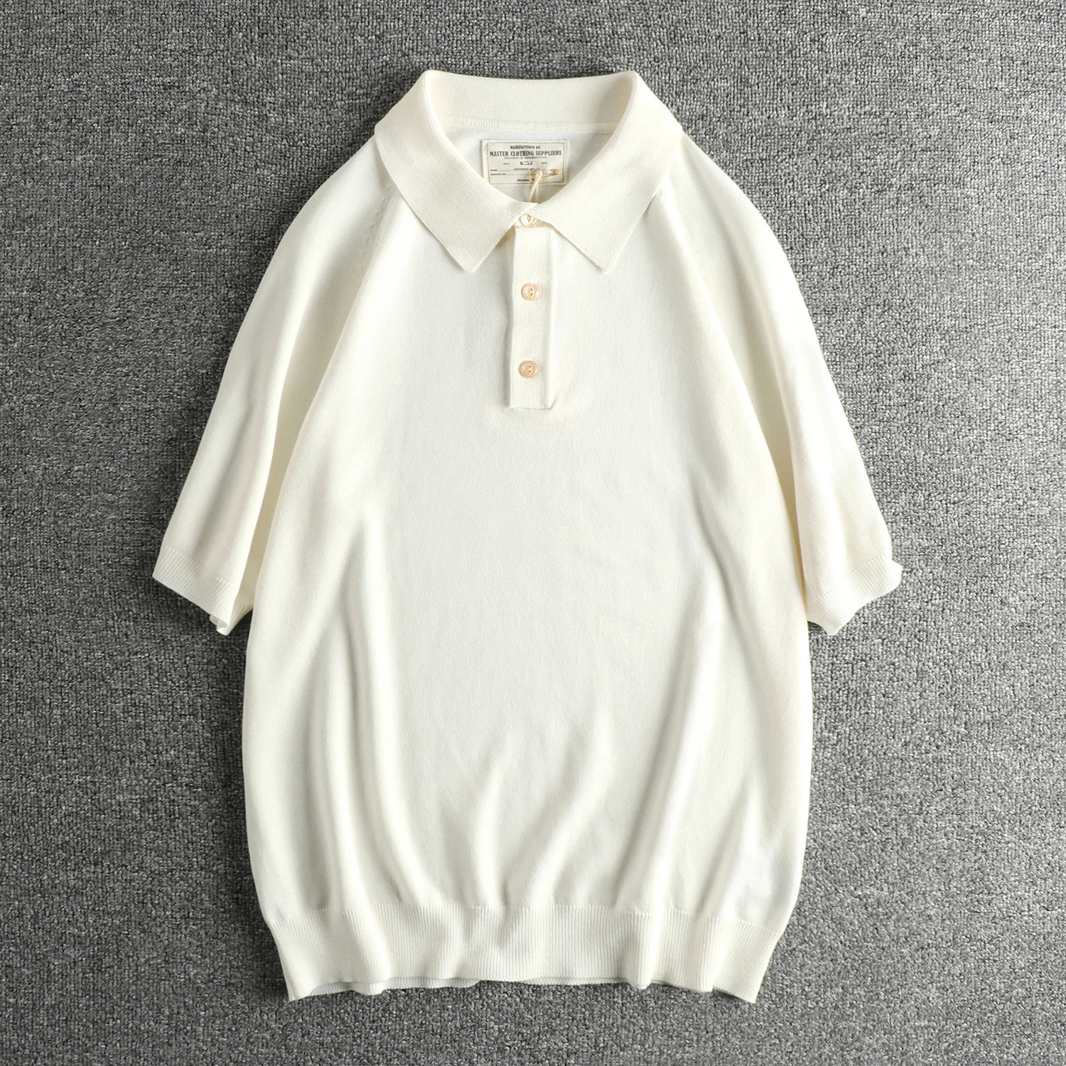 Wool fabric mens polo shirt American retro trend loose youth lapel short sleeves t 260310