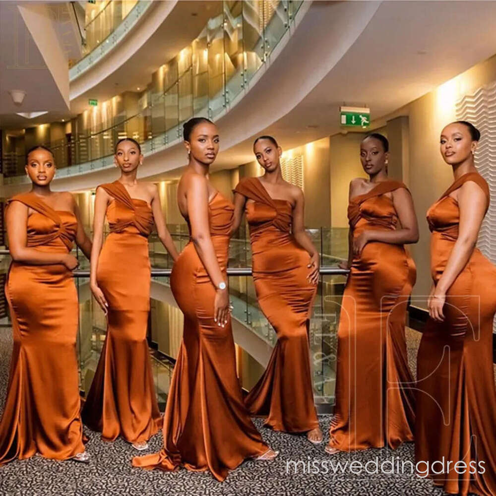 Satin Elegant Gowns Bridesmaid One Shoulder Guest Dresses for Women Prom Party Dress Plus Size Evening Gown Robe 0926