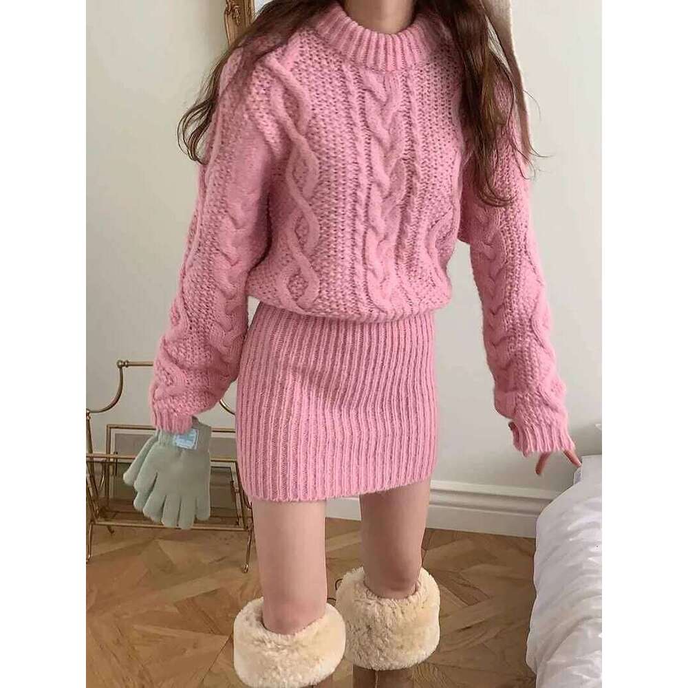 Bodycon Knit Chunky Cable-knit Long Sleeve Ribbed Mini Sweater Dress Women Autumn Winter Outfit Z260311