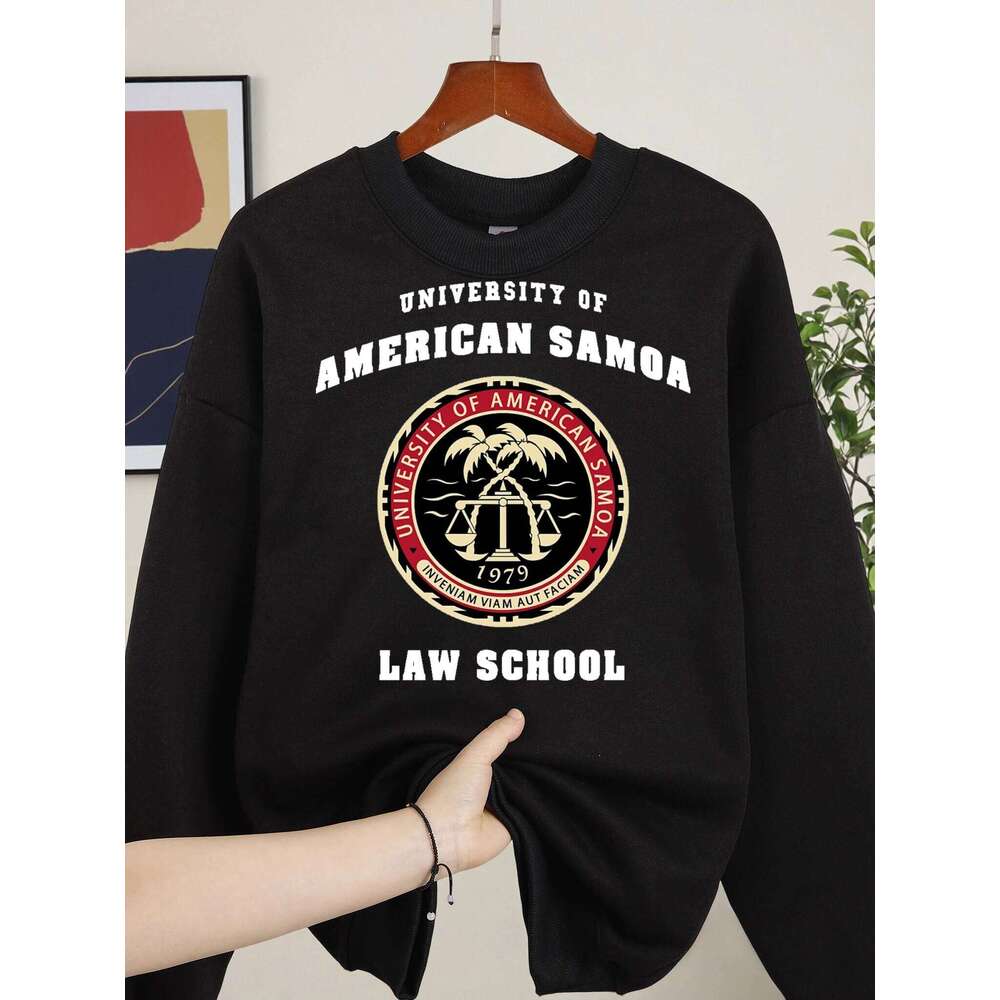 American Samoa Law School Print Men Sweatshirt Casual Soft O-Neck Top All-Match Clothing Unisex Autumn Loose Fleece Pullovers C260311