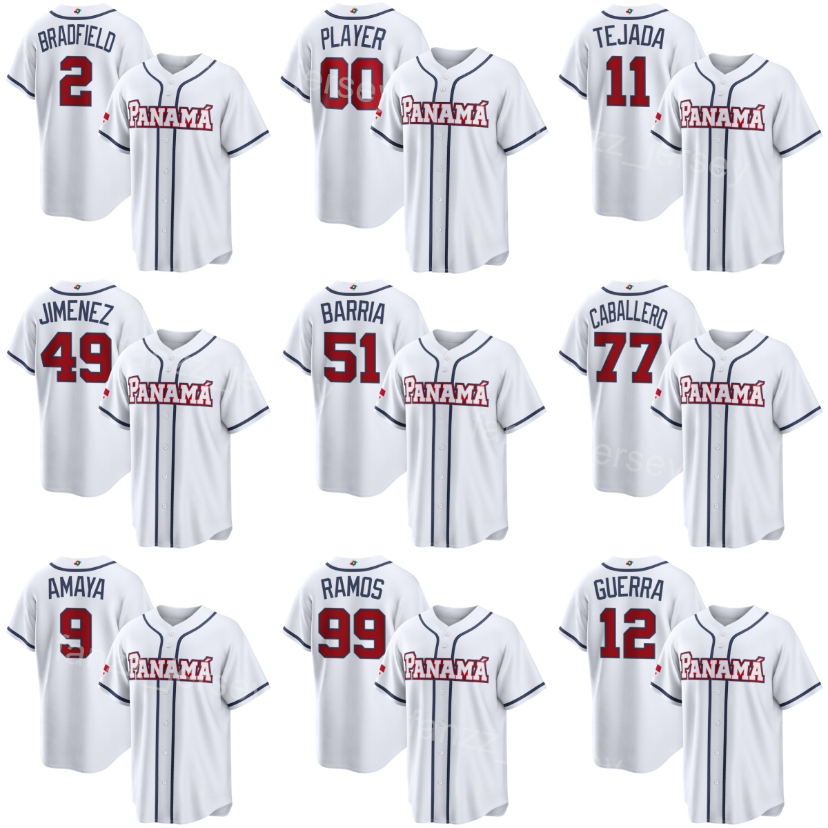 National 2026 Panama Baseball Jersey World Baseball Classic WBC 77 Jose Caballero 33 Edmundo Sosa 22 Christian Bethancourt Ruben Tejada Jose Ramos Child Man Lady
