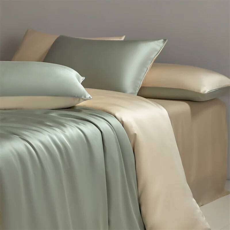 Four piece set of natural solid color bedding, ice silk smooth nude sleeping bedding H260311