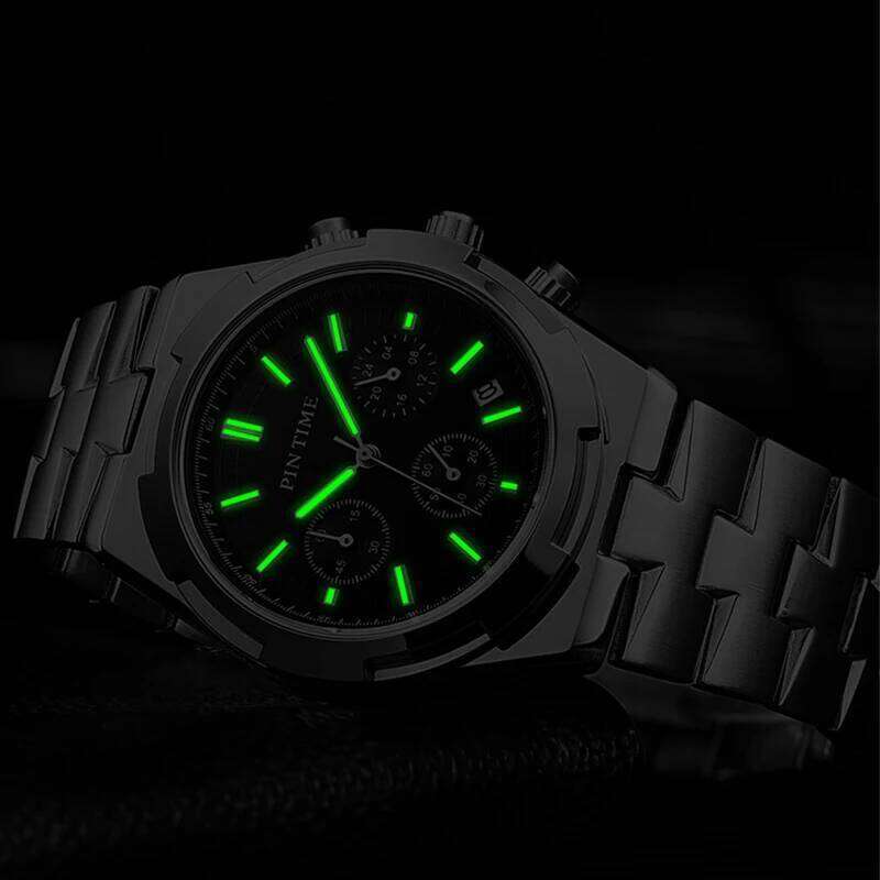 Business Man Watch Chronograph Luminous Dial Fashion Quartz Wristwatch Waterproof Stainless Steel Band Casuals Reloj Hombre Gift