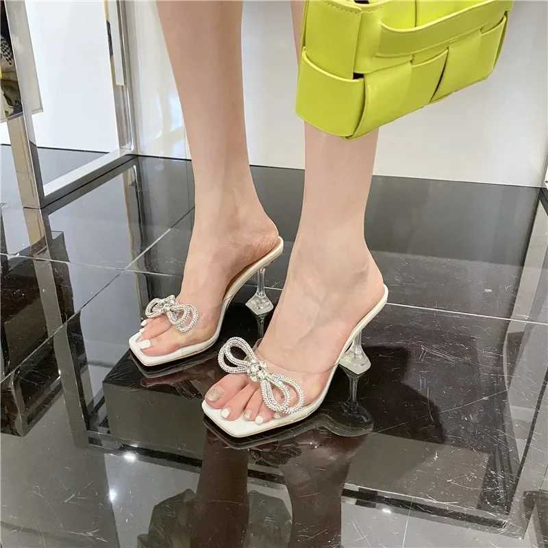 Summer New Style Fashion Sexy Comfortable Banquet Casual Rhinestone Elegant High Heels Bow Womens Zapatos Mujer K260311