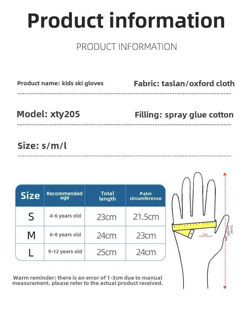 Ski Gloves Waterproof Lined Thick and Warm Anti-Slip Specialty Entertainment Accessories for Winter Sports M260311