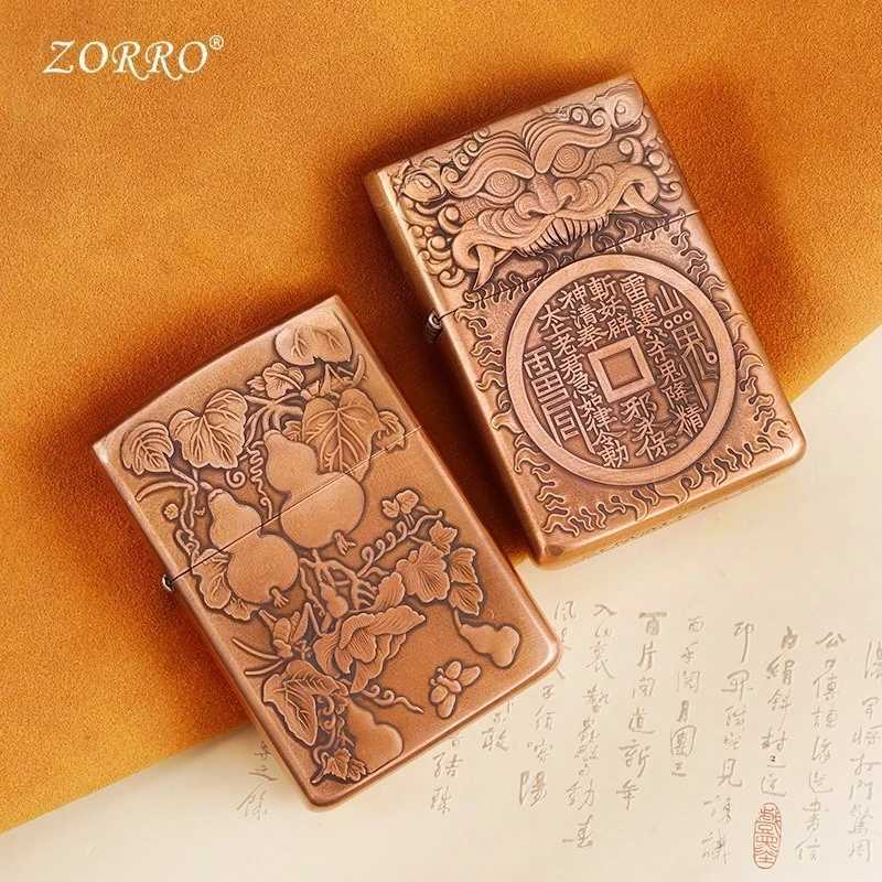 Z902S Thick Purple Copper Mountain Ghost Money Carving Kerosine Lighter Gadgets for Men Smoking Accessories N260311
