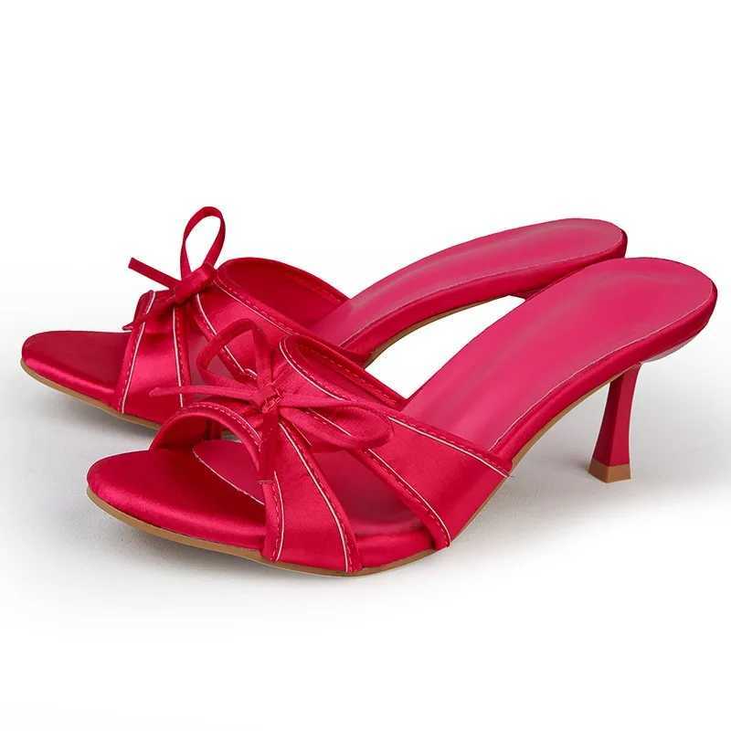 Nightclub Summer High Heel Women Fashion Butterfly-knot Open Toe Slide Ladies Elegant Stripper Party Dress Sandalias K260311