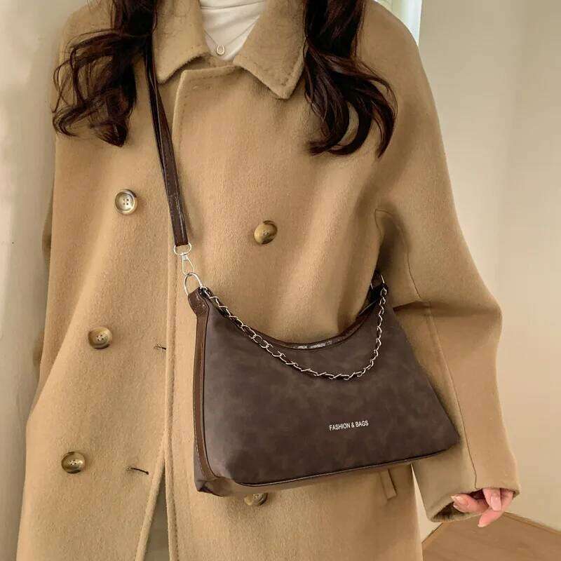 Casual Simple Hobos Shoulder Bags for Women Autumn Textured Versatile Ladies Crossbody Bag Retro Portable Female Handbags Purse XJ260311
