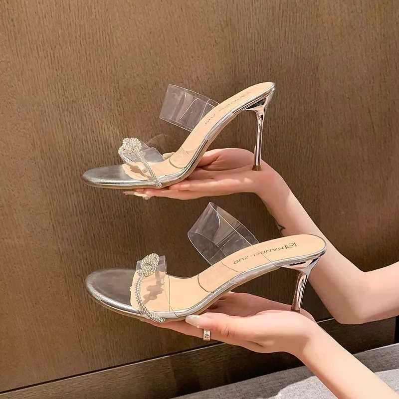 Womens Summer New Fashion Sexy Women Transparent Open Toed Rhinestone High Heel Party Shoes for Women K260311