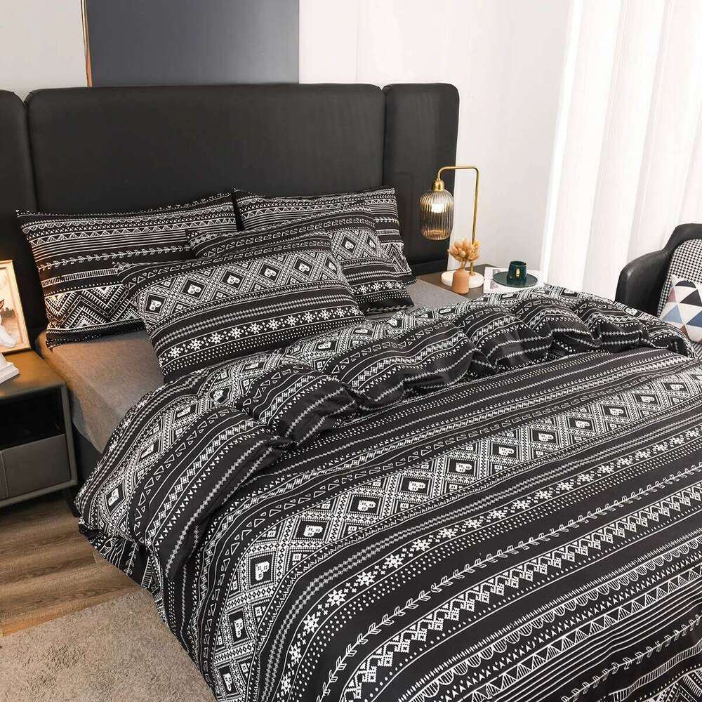 Boho Geometric Duvet Twin King Size Stripes/Chevron Pattern 3-Piece Reversible Soft Bedding Set Comforter Cover H260311