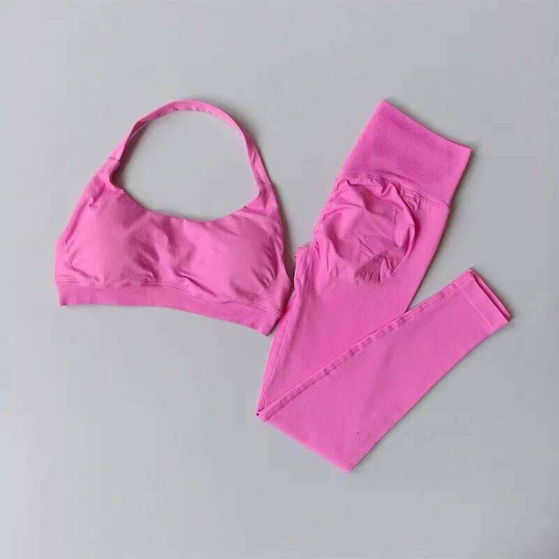 Seamless Women's Beauty Sports Bra Lingerie Peach Buttocks Fitness High Waist Legigngs Gym Yoga Suit Pilates Set 26H0311