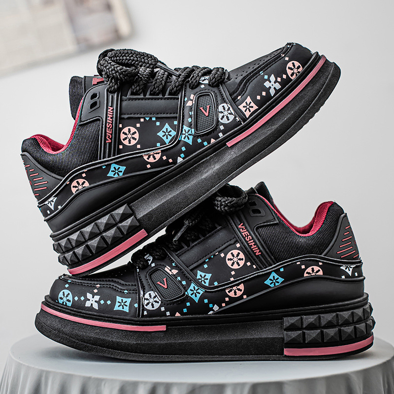 2026 Model Men's Fashionable Printed Casual Sports Shoes With Thick Sole Design Increased Heel Height. Various Styles Highly Comfortable Suitable