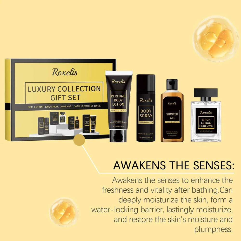 Roxelis 1set Men's Luxury Perfume Gift Lasting Fragrance Charming Gentlemen Pheromone Scent Men Glamour Body Wash Care Set Z260311