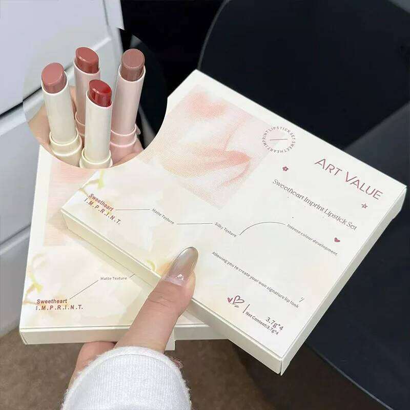 Art Value Lipstick Set, Soft Matte Finish with Subtle Sparkle, Lip Gloss Ideal for Autumn & Winter and Christmas Gift W260311