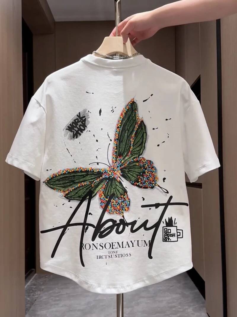 New 2025 Men's ort Print Casual Faion Design Versatile f Sve round Ne Stand Fit T-irt