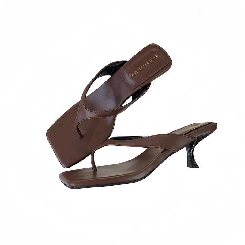 Sexy Heels Sandals Slides Ladies Shoes Fashion Women Pumps Square Toe Stiletto Flip Flops High Heels Slipper Female Summers K260311