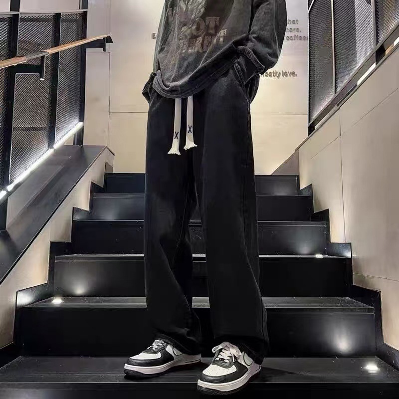 Retro Men's Jeans Spring Autumn Straight Loose Trendy Wide Leg Pants High Designer Pants Street Versatile Casual Long Pants