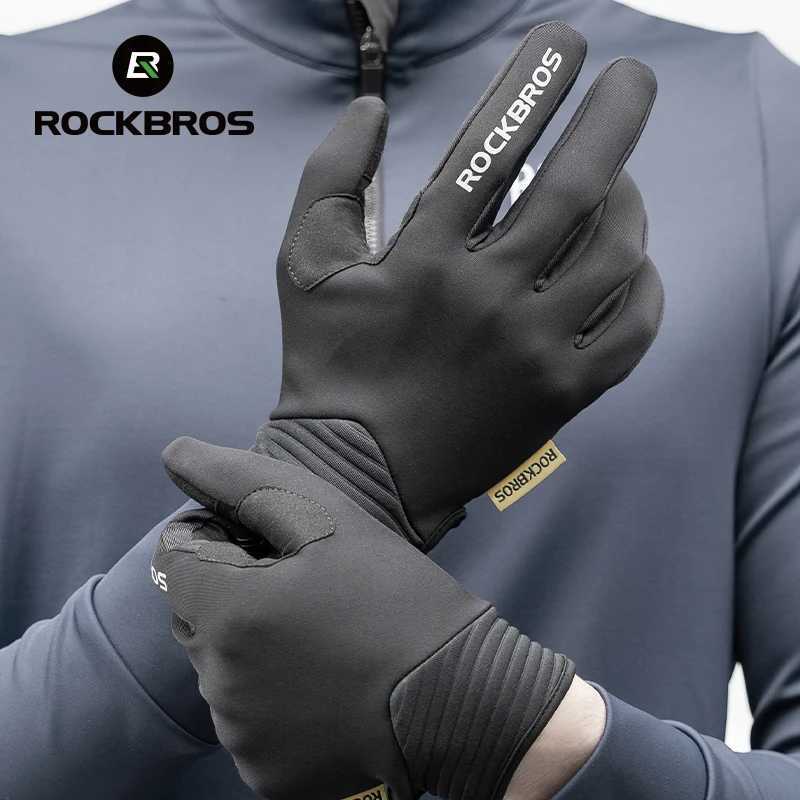 ROCKBROS Winter Cycling Gloves Thermal Windproof Warm Full Finger Gloves Touch Screen Men Women Outdoor Sports Bicycle Gloves M260311
