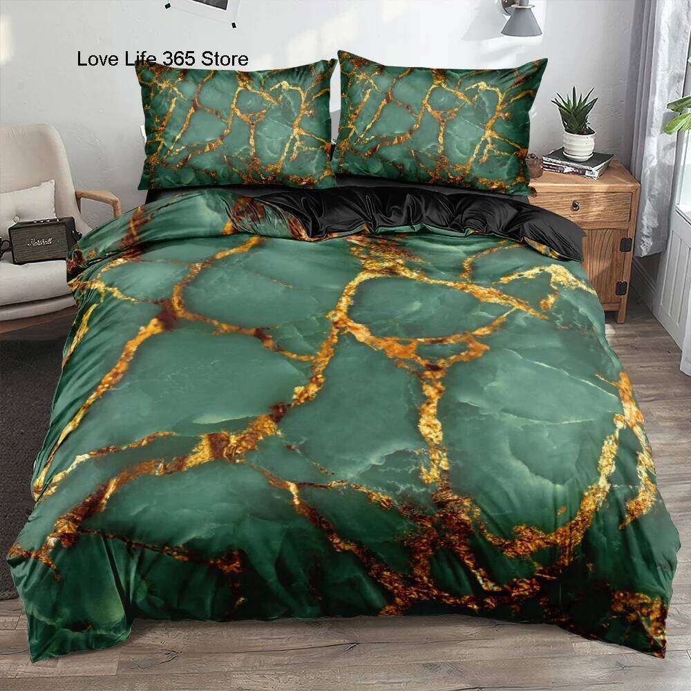 Classic 3D Marble Quilt Set Bedding Sets Comforter Covers Pillowcases 3-Piece Duvet Cover Linens Bed 140x200 Bedspreads H260311