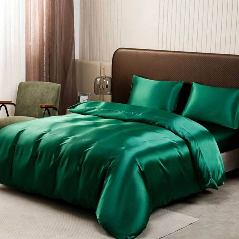 Solid Color Satin Duvet Set,Quilt Cover and Pillowcases,Luxurious Bedding Ensemble with Rich Sheen,Easy Care,Wrinkle-Free H260311