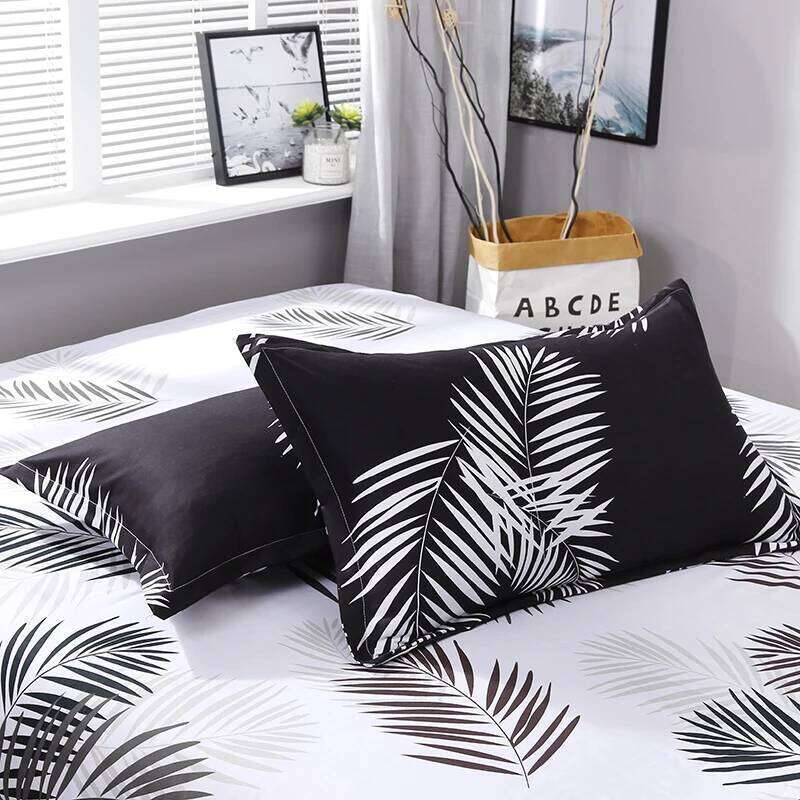 Palm Leaf Comforter Black and White Bedding for Kids Teens Adult Women, Leaves Duvet Covers Reversible Quilt Cover Set H260311