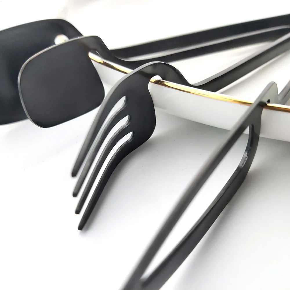 32pcs Black Matte Cutlery Set 304 Stainless Steel Dinnerware Set Knife Fork Spoon Dinner Set Bar Party Kitchen Tableware Gift 260306 - view 5