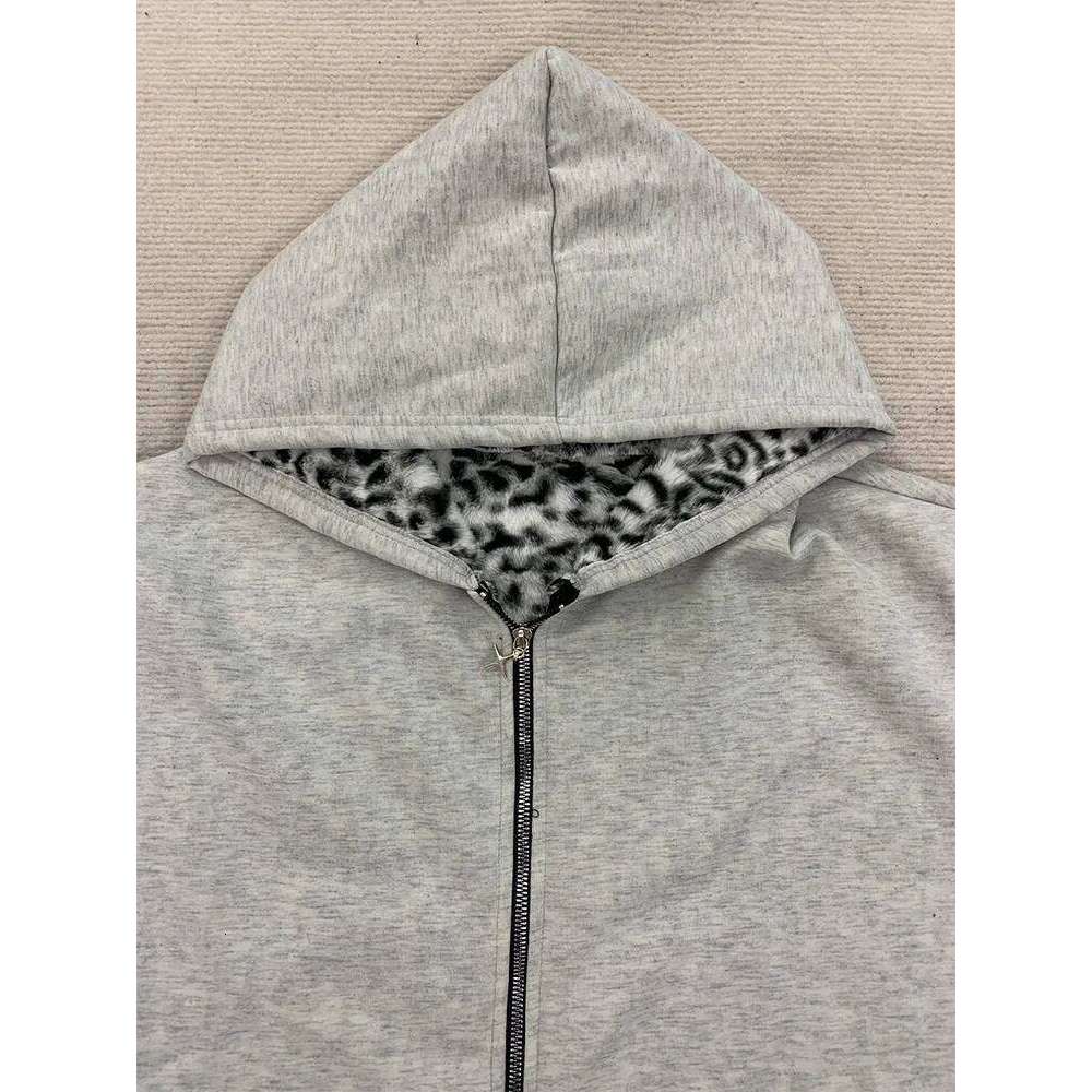 Autumn/Winter Leopard Grey Double sided Zipper Men's Casual High Street Warmth Hoodie men's autumn clothing new 26H0311