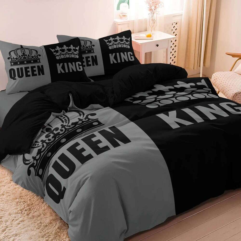 3pcs Set Queen King Heart Digital Print Can Be Used As Holiday Gifts 1 Duvet Cover + 2 * Pillowcase, No Quilt H260311