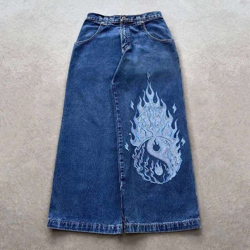 Y2K Jeans Goth Printed graphic high quality Baggy fashion Hip Hop streetwear men women Harajuku Casual wide leg jeans Z260225