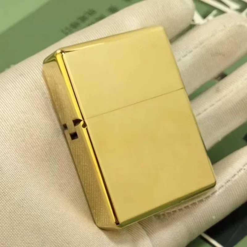 Heavy Duty Armor Brass/Titanium Windproof Kerosen Lighter Hinged Metal Gasolin Lighter Mens Gift N260311