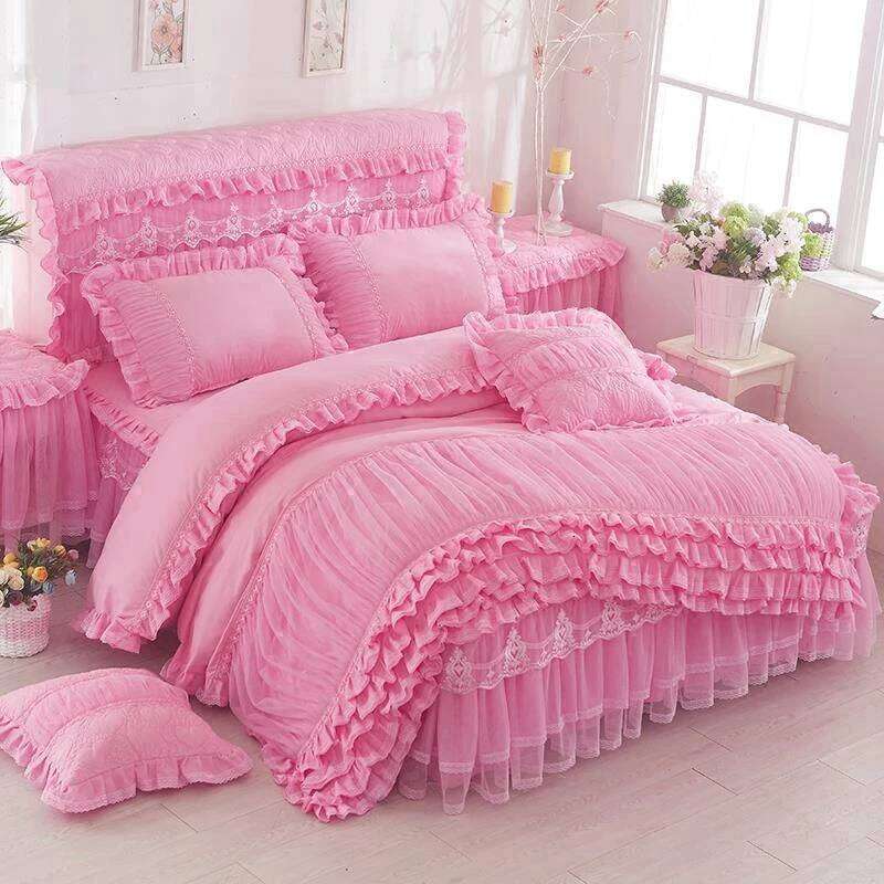 1pcs Lace Duvet + 2 Pcs Pillowcases Fashion Design Soft Comfortable Quilt Cover King/Queen Size Bedding Sets H260311