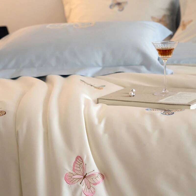 3pcs butterfly embroidery Bedding set Duvet Set 1*Duvet Cover + 2*Pillowcase, Without Corefor bedroom guest room H260311