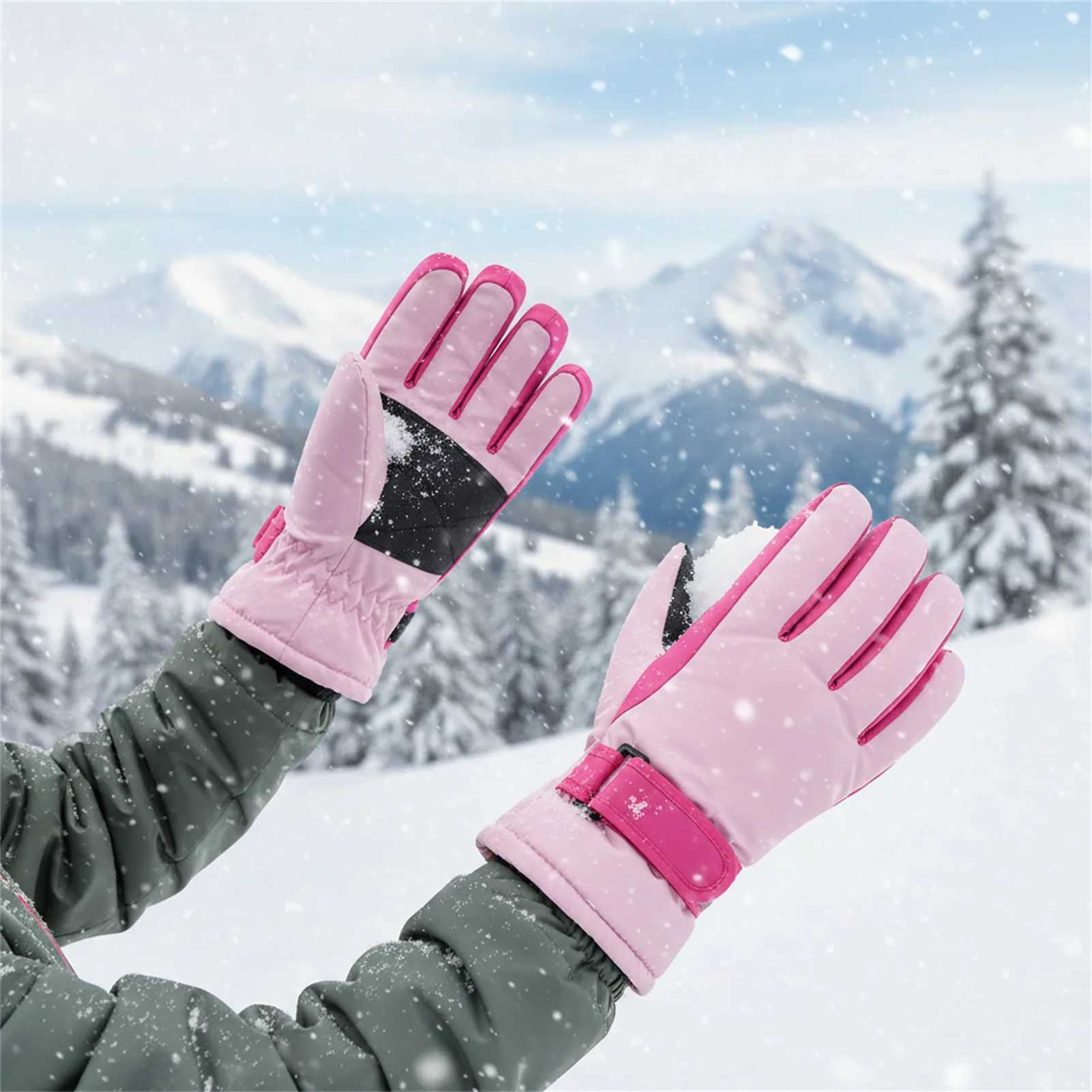 Kids Insulated Ski Gloves Touchscreen 3-9 Years Waterproof Windproof Thermal Winter Snow Gloves for Boys Girls Outdoor Sports M260311
