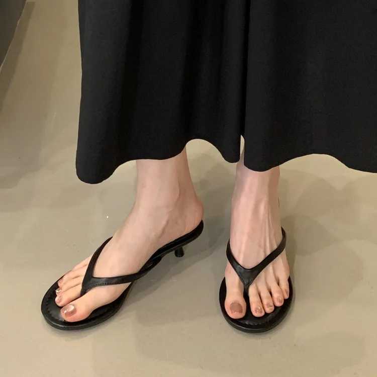 2026 Fashion Thin Heels Women Round Clip Toe Slides Sandals Summer Flip Flops Female Shoes Mules Slides K260311