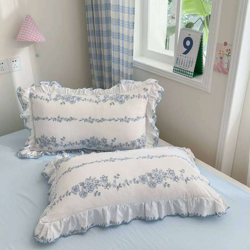 4pcs Korean lace Duvet 1*Duvet Cover +1 flat sheet + 2*Pillowcase, Without Core, Fresh Flower Print Bedding Set H260311 - view 7