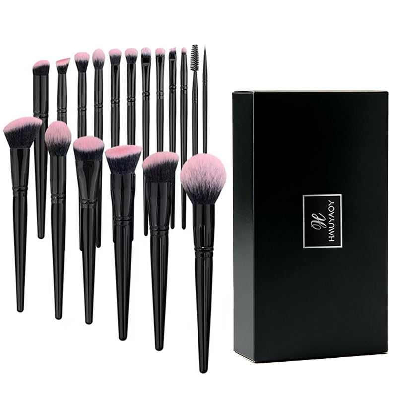 18 Piece Daily Essential Makeup Brush Set, Stylish High-grade Solid Wood Paint Handle, Silver Thickened Aluminum Tube, Premium Pink Fiber Brush Head, 