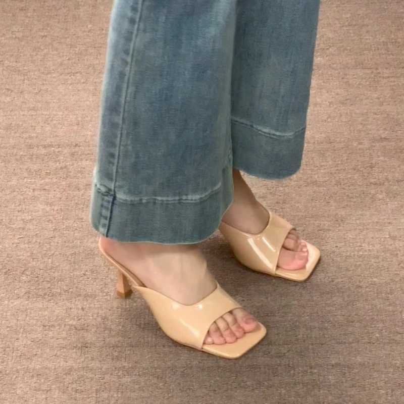 Street Style Summer Square Toe High Heel Women Fashion Party Stripper Mules Female Slides Shoes Zapatos De Mujer K260311